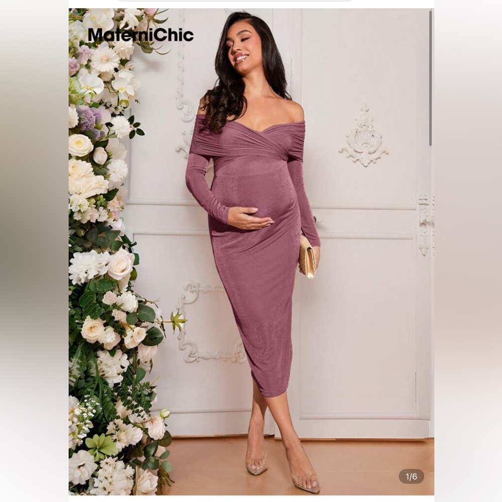 Off-Shoulder Dress in Mauve